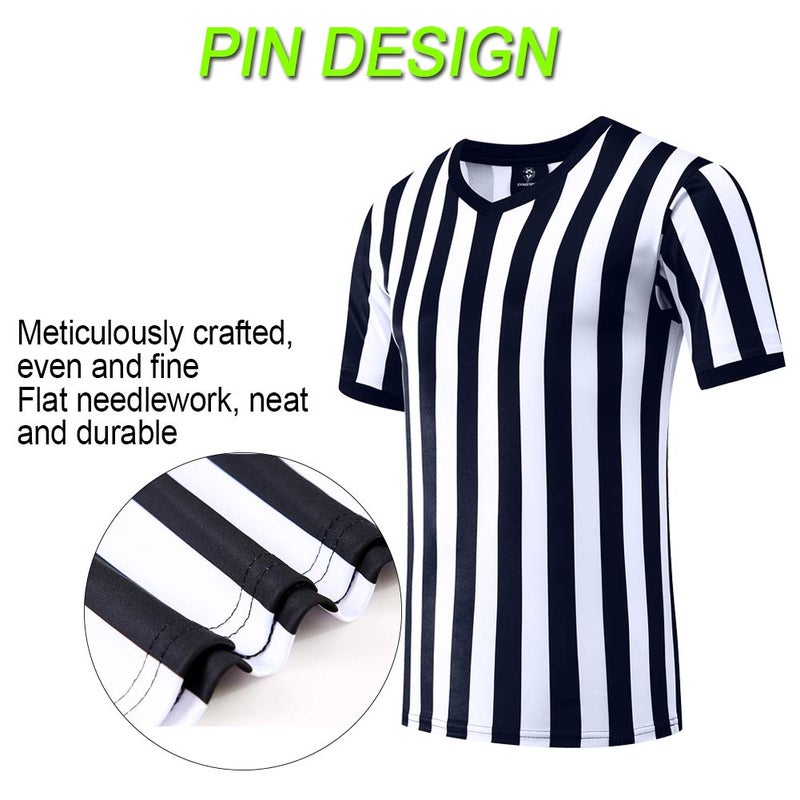 Shinestone Referee Shirt, Referee Costume Shirt for Womens and Mens, V Neck Referee Umpire Shirt Jersey for Football, Soccer and Sports for Christmas (XXX-Large) - Image 4